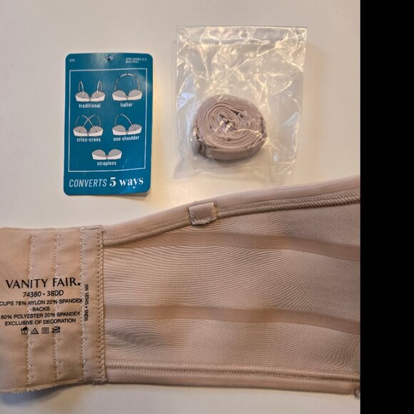 Vanity Fair Strapless/Converter Bra Size 38DD - Picture 9 of 9